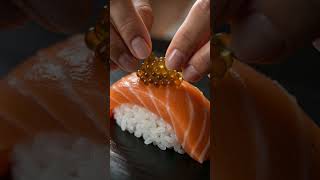 Salmon Nigiri with Golden Roe #algorithmhacked #food #bbqfoodbeefusa #foodie #bbqmeat #braindelete
