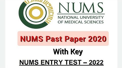 Note:NUMS 2020 Past Paper 200 mcqs with Key for nums Test Practice.
