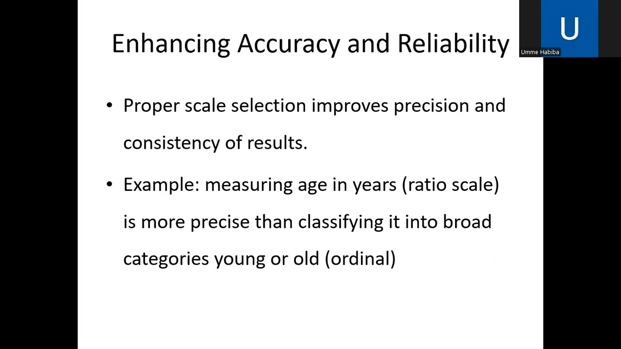 Use of measurement scales in data analysis, tabular presentation of data