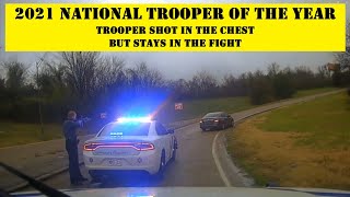 TROOPER shot by wanted felon during gunfight - Trooper Morris awarded NATIONAL TROOPER OF THE YEAR