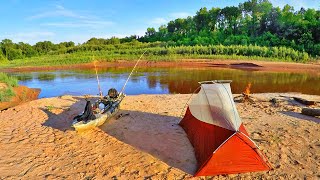 Kayak Camping in the Middle of Nowhere! (Fish Were BITING! + Catch + Cook)