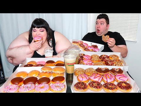 10,000 Calorie Donut Challenge With Hungry Fat Chick • MUKBANG