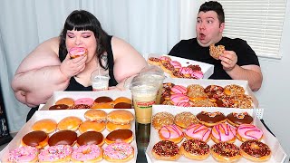 10,000 Calorie Donut Challenge With Hungry Fat Chick • MUKBANG