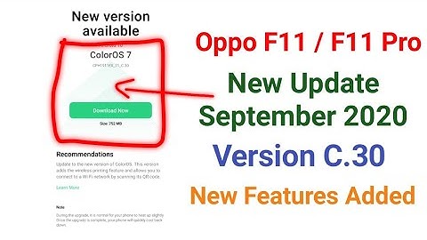 Oppo f11 New Version C.30 Update September 2020 | Add New Features & August Android Security Patches
