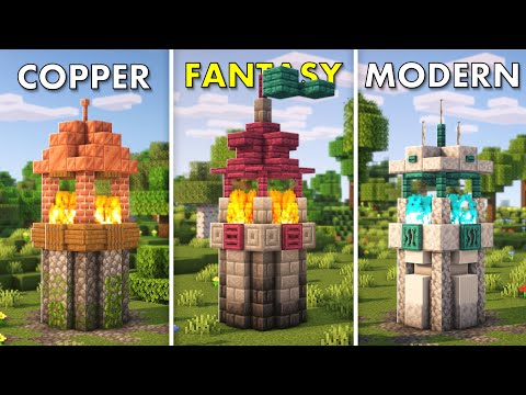 Tower defense game concept in minecraft. All three tower types and