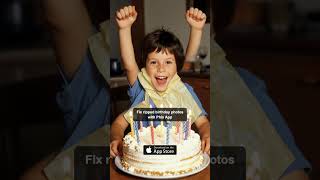 Birthday memories pieced back together with Phix App 🎂 #fypp #explore #oldphoto #ripped #colorize