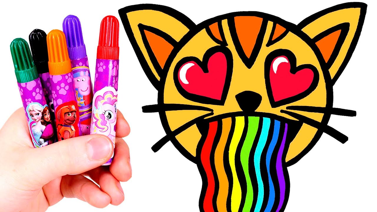 Dibuja Y Colorea Un Gato Con Arcoiris Dibujos Para Colorear