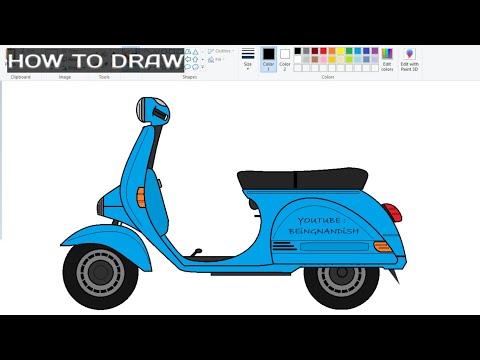 How To Draw a SCOOTER on Computer using Simple Paint program | Drawing Scooter in easy steps.