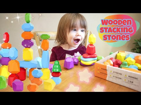 Stacking Rocks - Wooden Montessori Building Blocks for Kids - Best Toys 2023 - Rivers Playtime Fun