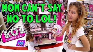 MOM CANT SAY NO CHALLENGE to LOL DOLLS FOR 24 HOURS!!! Shopping for L.O.L. #HAIRGOALS!