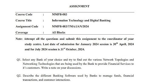 IGNOU MMPB-003 Solved Assignment Jan 2024 July 2024 MBA  Information Technology and Digital Banking