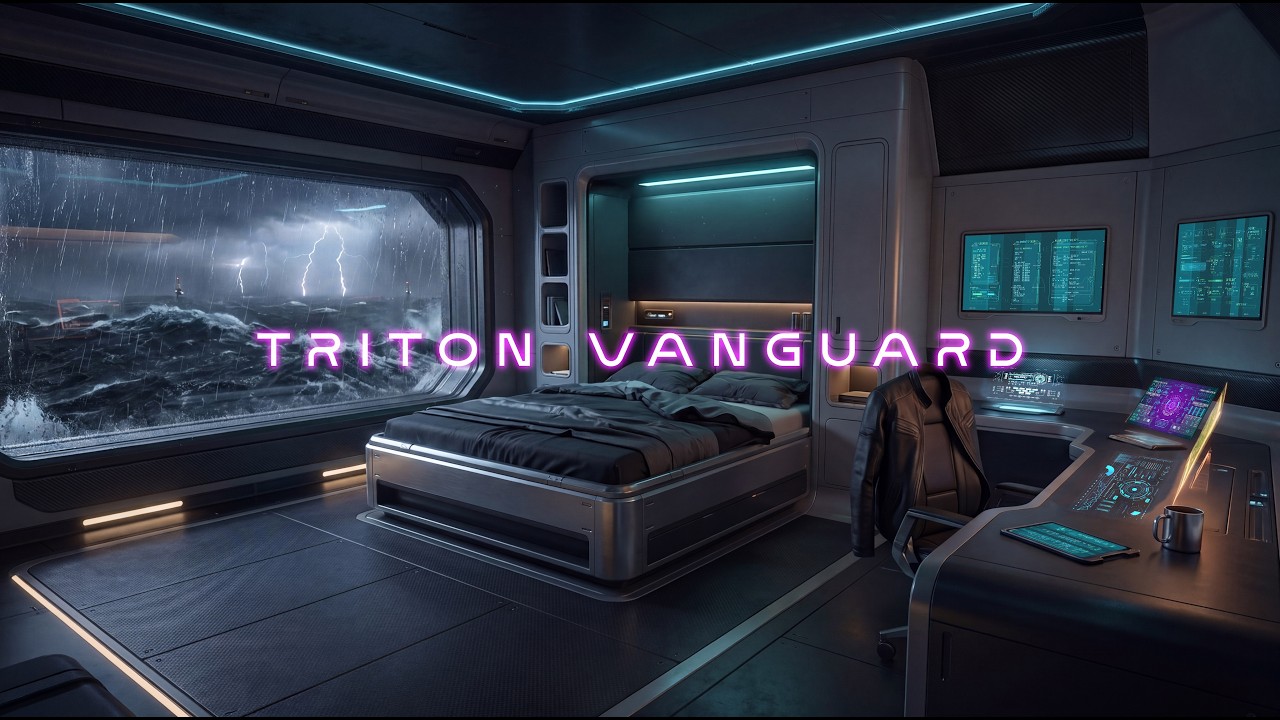 Triton Vanguard Station | Sci-Fi Radio Chatter & Rain Ambiance | Deep Focus [10H]