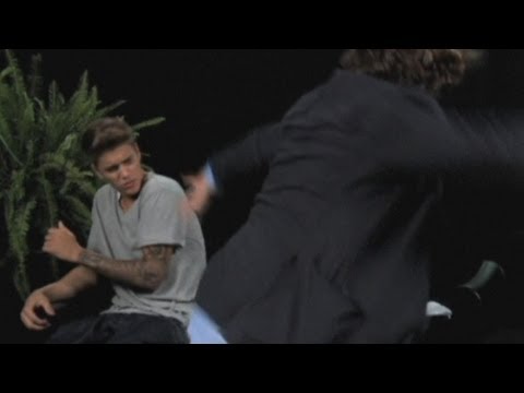 Justin Bieber whipped with belt by Zach Galifianakis in Funny or Die sketch