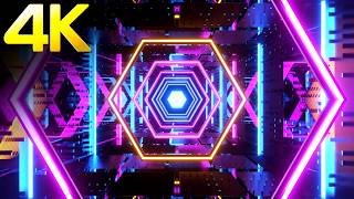 4k Neon Cyberpunk Hexagon Tunnel | Futuristic Visualizer Hypnotic 4k Infinite Light Tunnel Animation