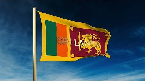 4K Sri Lanka flag slider style with title. Waving in the wind with cloud background animation Stock