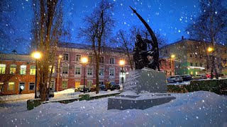 Снежный вечер. От Красной площади до Центрального рынка. Курск.