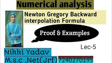Newton Gregory backward interpolation Formula||Numerical analysis ||lec-5||By Nikki yadav