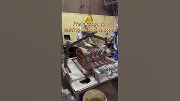 Preparation for casting V6 engine block #youtubeshorts