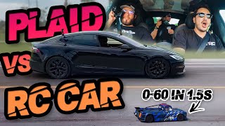 1020HP Tesla Plaid vs FASTEST RC Car Weve Seen (Unreal Acceleration) + Car Guys React to Plaid