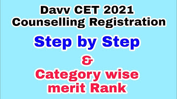 Davv CET Counseling registration Step by step & Category wise merit list #davv #cet #davvcet2021