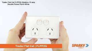Trader Flat Cat FLPP2G | Slimline 10 amp Double Power Point | White