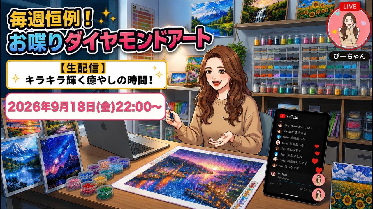 Pii-chan's Chatty Diamond Art] 9/18 (Fri) from 10:00 PM - YouTube