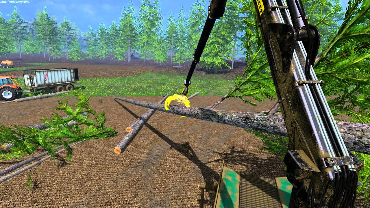 Farming Simulator 2015 multiplayer Chipping full trees - YouTube
