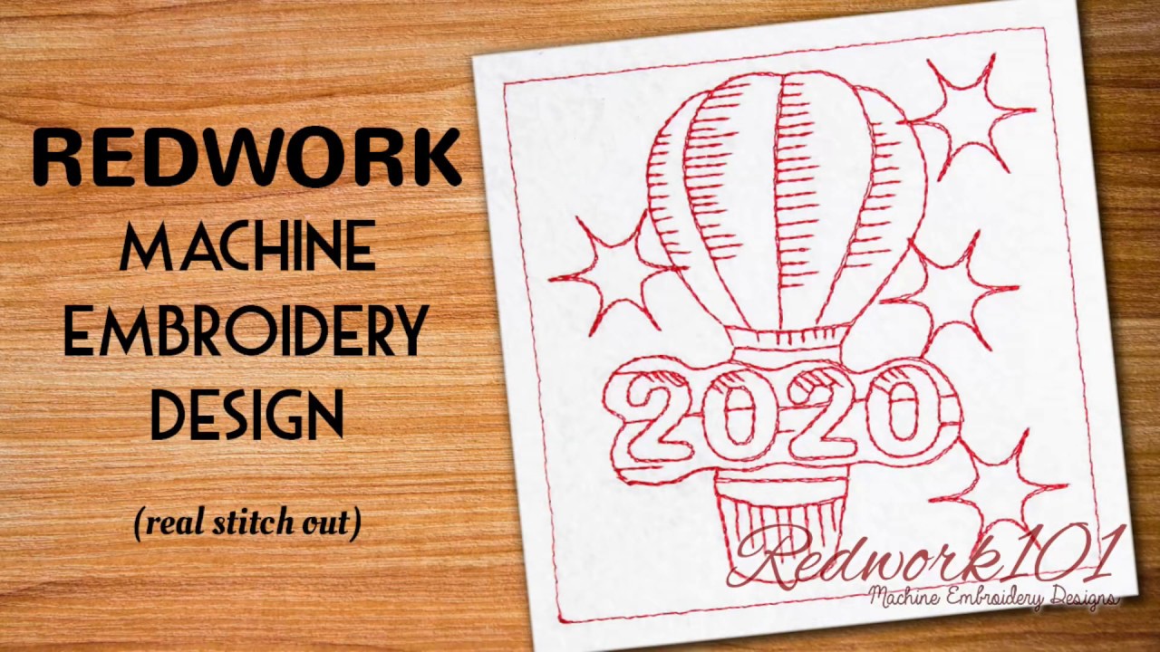 Hot air balloon  new year 2020  redwork embroidery designs  youtube Hot air balloon  new year 2020  redwork embroidery designs  youtube