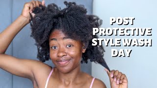 POST PROTECTIVE STYLE WASH DAY ROUTINE | 4C NATURAL HAIR