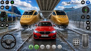 🚗🔥 BMW vs Two High-Speed Trains! 😱 | 3D Driving Class 2026 | GaMiNg WiTh ArYaN  screenshot 1