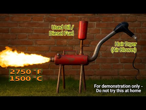 ساخت مشعل آخرالزمانی با ضایعات سشوار و روغن سوخته شعله ای فراتر از انتظار