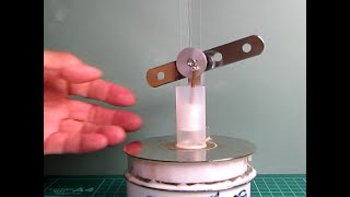 スターリングエンジン、磁気ディスプレーサ　Hand made LTD magnetic Stirling engine