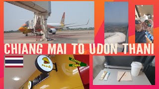 NOK AIR Flight No. DD702 Chiang Mai International Airport CNX to Udon Thani UTH Exit Row Seat 16A TV