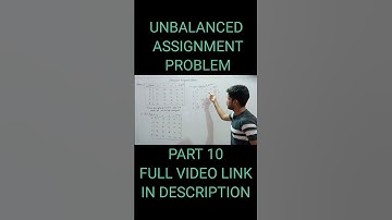 UNBALANCED| PART 10| #assignmentproblem #hungarian #operationresearch