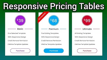 Responsive Pricing Tables🔥 How to create a Responsive Pricing Tables Using HTML, CSS.