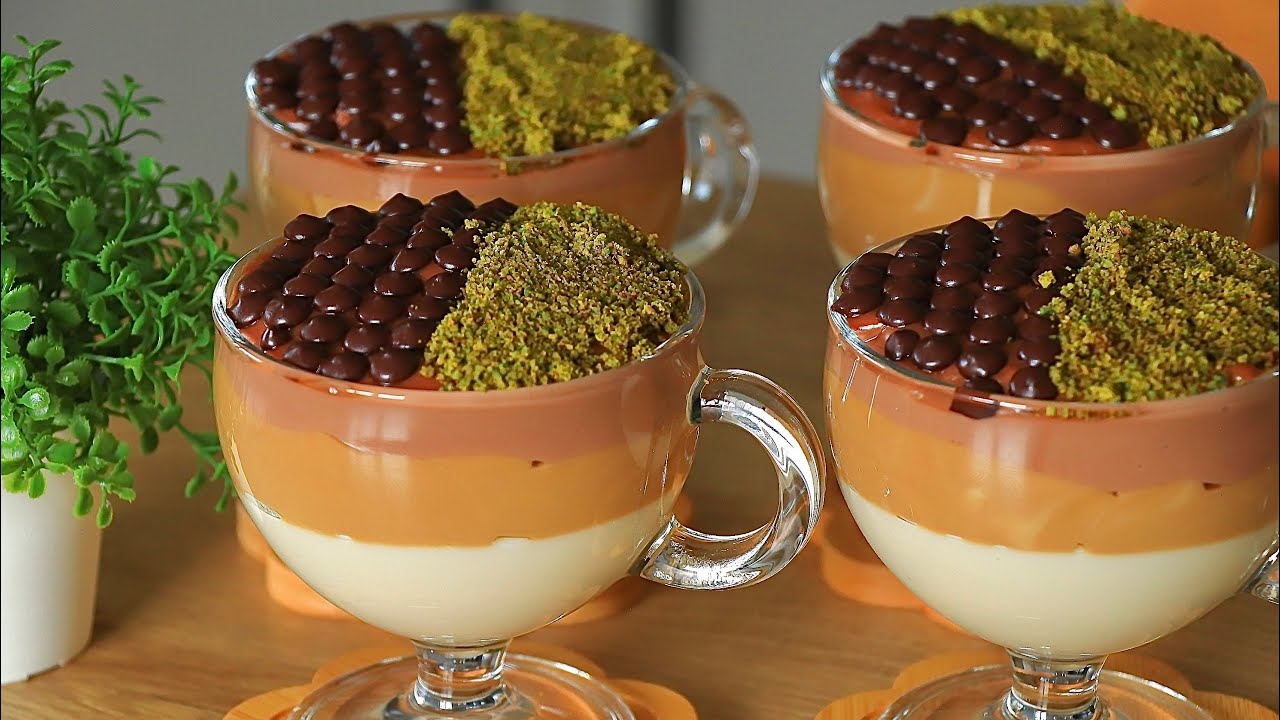 Tek Seferde 3 Renk✋????SÜPER KOLAY Çok Lezzetli Krem Latte Macchiato Muhallebi Tarifi????????????SÜTLÜ TATLI Tek Seferde 3 Renk✋????SÜPER KOLAY Çok Lezzetli Krem Latte Macchiato Muhallebi Tarifi????????????SÜTLÜ TATLI
