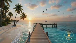 🌴 Tropical Beach Sunset Ambience|Gentle Ocean Waves & Seaside Sounds for Deep Relaxation 🌅 (3 Hours)