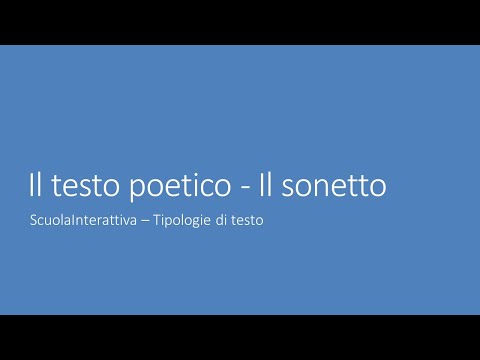 Video: Cos'è un sonetto in poesia?