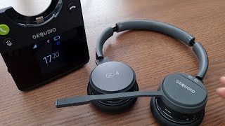 GEQUDIO GC-4 DECT und Bluetooth Headset mit Active Noise-Cancelling mit Basisstation - kabellos PC