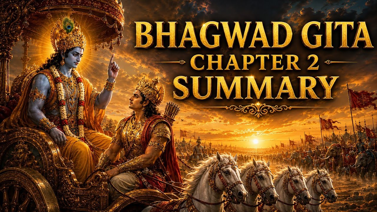 Chapter 2 English Summary Bhagavad Gita  | Krishna’s Life-Changing Wisdom to Arjun