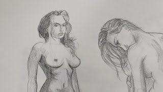 Nude Female Figure Drawing Pose