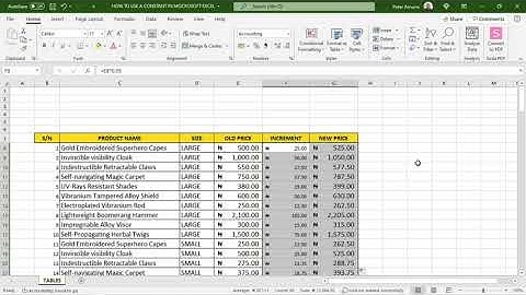 HOW TO USE CONSTANTS IN MICROSOFT EXCEL