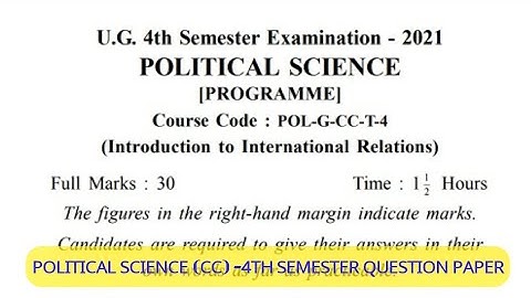 kalyani university 4th semester political science cc question paper programme previous year 2021-22