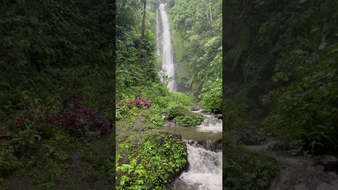 Melanting Waterfall from a rickety bridge 