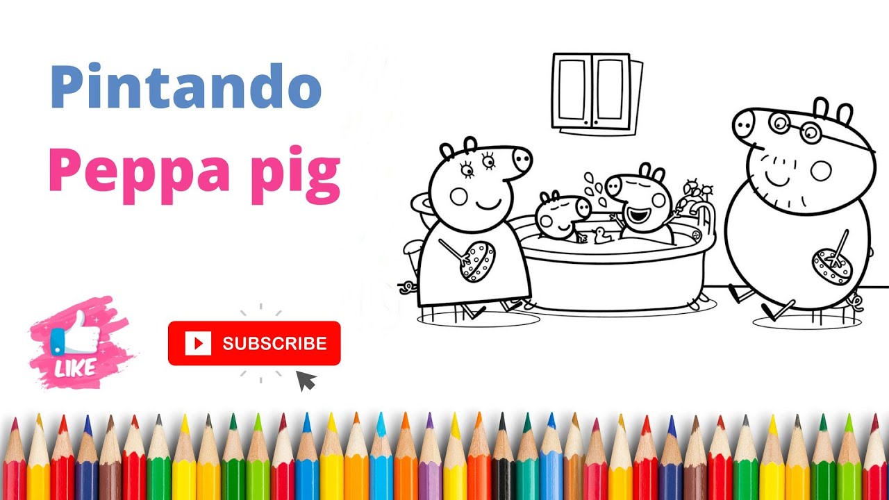 Vamos desenhar e colorir a Peppa Pig e a sua família em um passeio de carro  