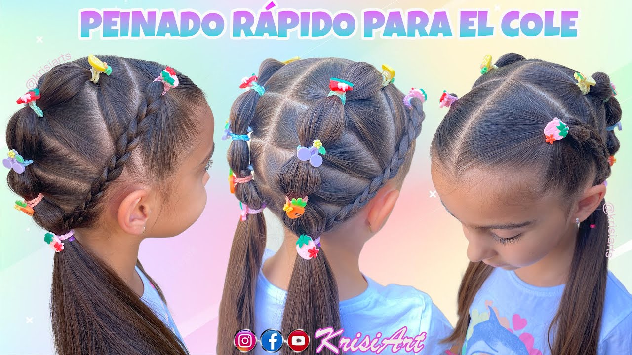 El Peinado Perfecto Para que tu Niña Luzca Hermosa en el Colegio /Cabello Corto y Largo / KrisiArt