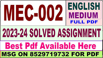 mec 002 solved assignment 2023-24 || mec 002 solved assignment 2024 in english || ignou mec002