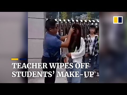 Teacher forces students to remove make-up at school gate