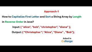 How to Capitalize First Letter and Sort a String Array by Length in Reverse Order in Java || Coforge