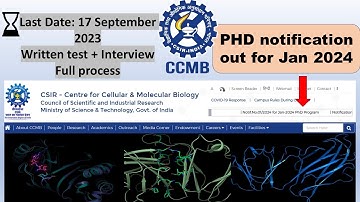CSIR-CCMB admission 2024 I PHD notification out for Jan 2024 I Full process I How to apply#phd2023